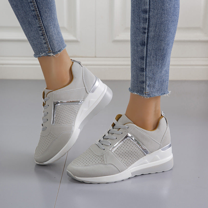 Platform Wedge Casual Lace-up Mesh Sneakers