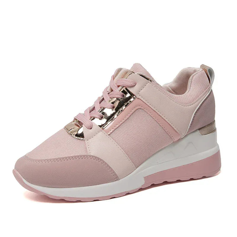 Platform Wedge Casual Lace-up Mesh Sneakers - Viexta