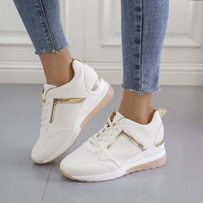 Platform Wedge Casual Lace-up Mesh Sneakers