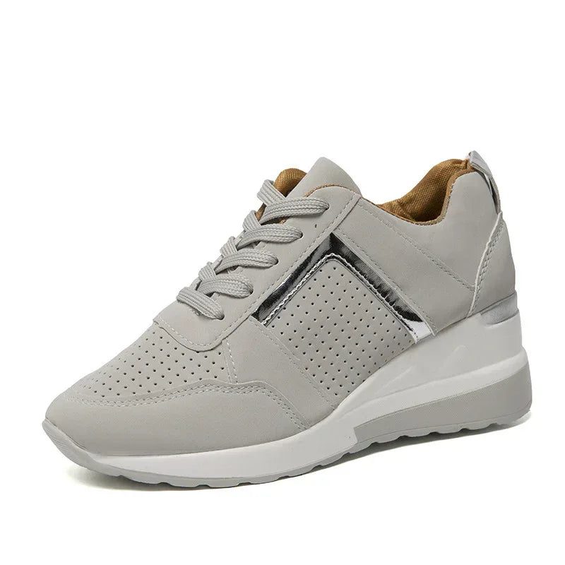 Platform Wedge Casual Lace-up Mesh Sneakers - Viexta