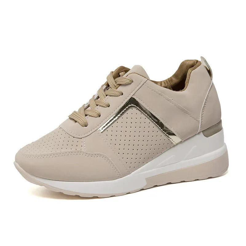 Platform Wedge Casual Lace-up Mesh Sneakers - Viexta