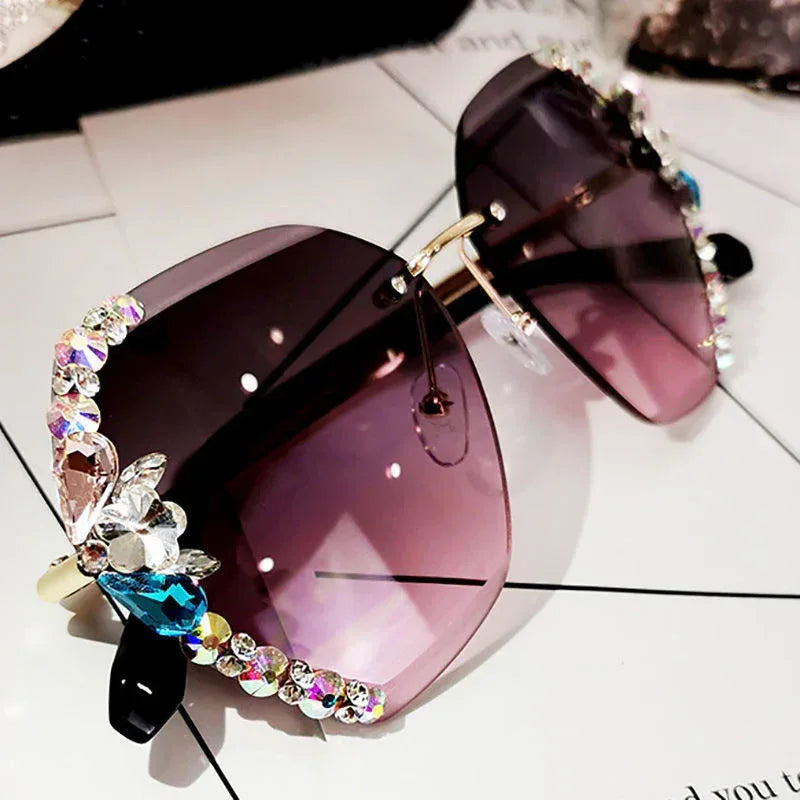 Luxury Rhinestone Square Sunglasses - Viexta