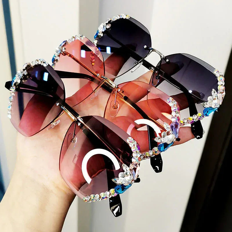 Luxury Rhinestone Square Sunglasses - Viexta