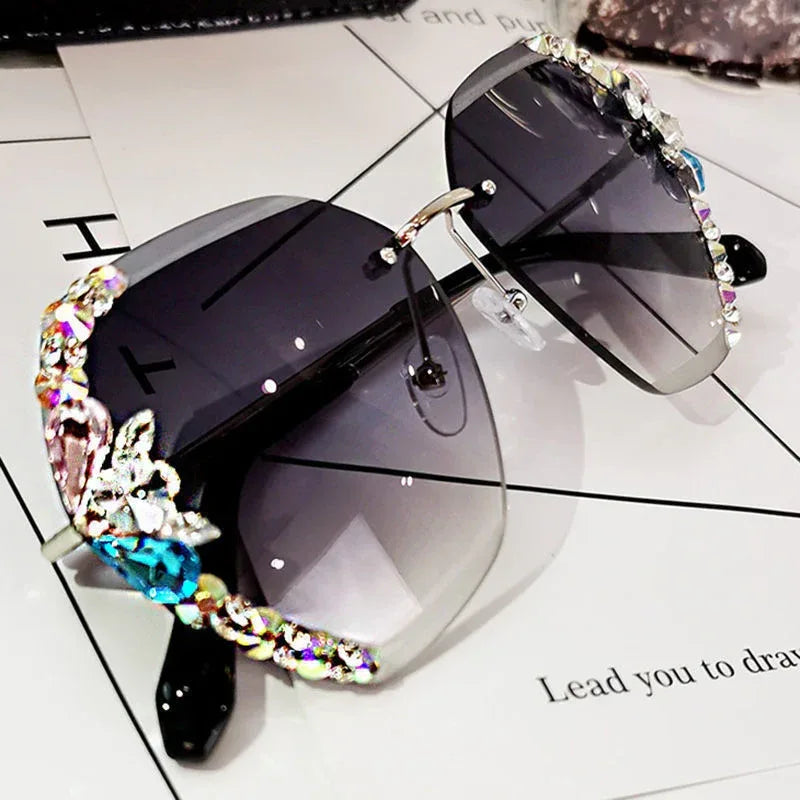 Luxury Rhinestone Square Sunglasses - Viexta