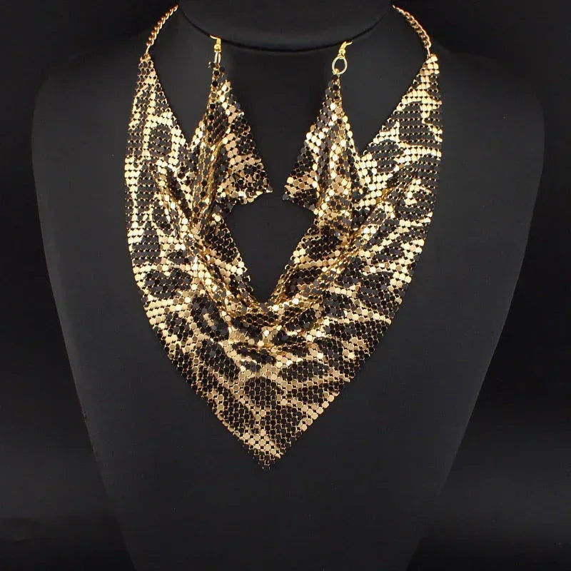 sequin-silk-scarf-fake-collar-necklace-set - Viexta