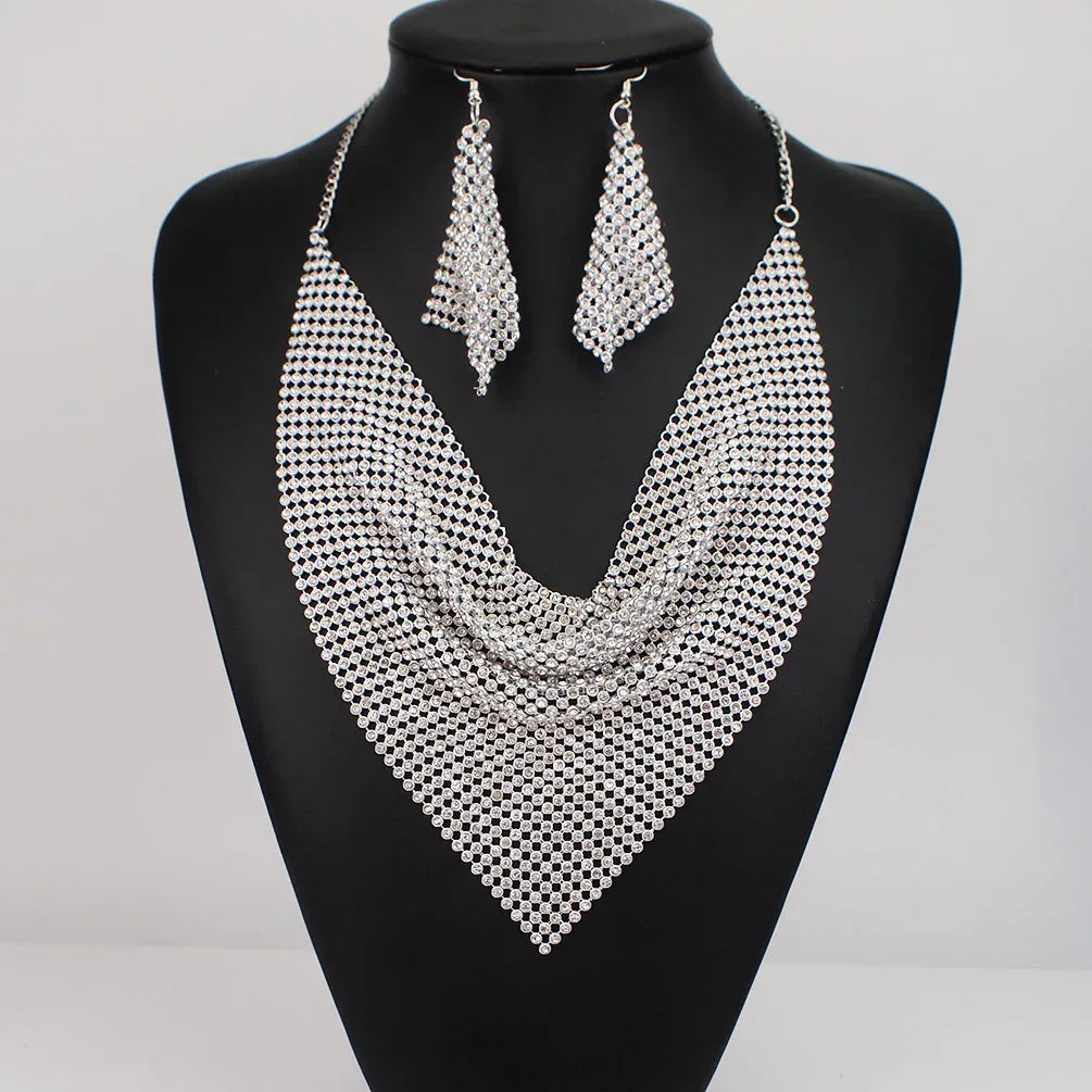 sequin-silk-scarf-fake-collar-necklace-set - Viexta