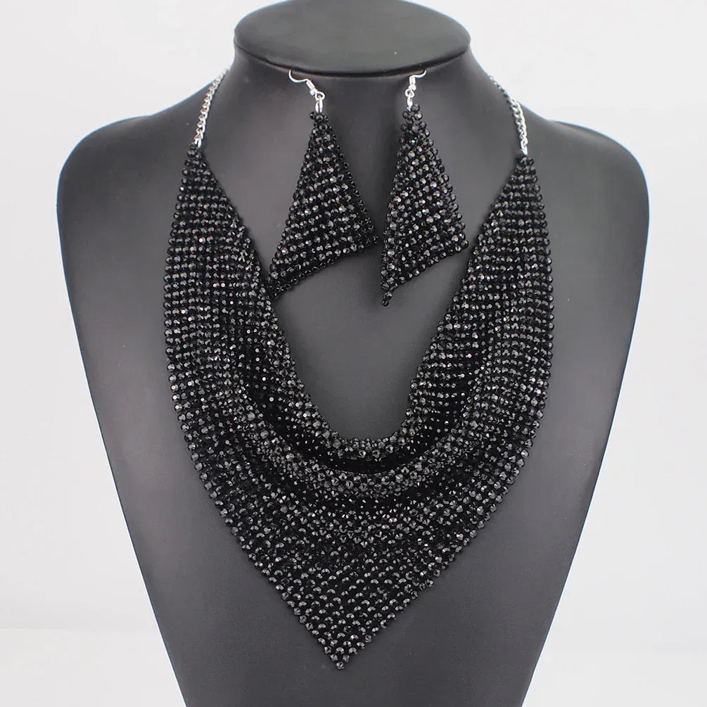 sequin-silk-scarf-fake-collar-necklace-set - Viexta