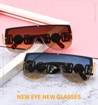 Semicircle One Piece Metal Half Frame Sunglasses - Viexta