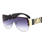Semicircle One Piece Metal Half Frame Sunglasses - Viexta