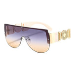 Semicircle One Piece Metal Half Frame Sunglasses - Viexta