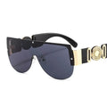 Semicircle One Piece Metal Half Frame Sunglasses - Viexta