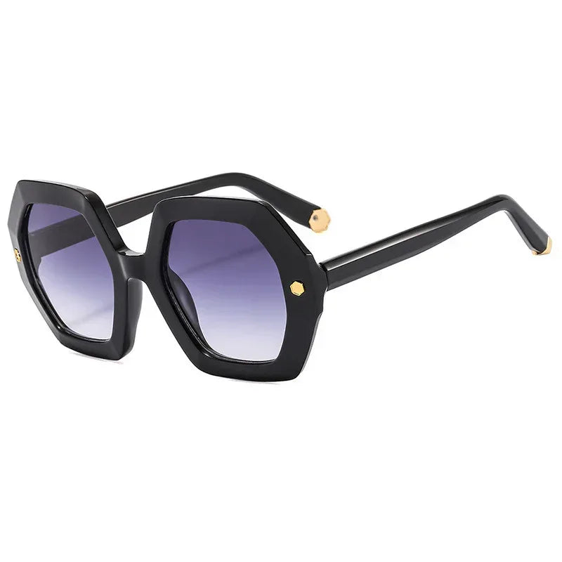 Irregular Personality Hexagonal Rivet Sunglasses - Viexta