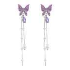 Women's Crystal White Butterfly Stud Earrings - Viexta