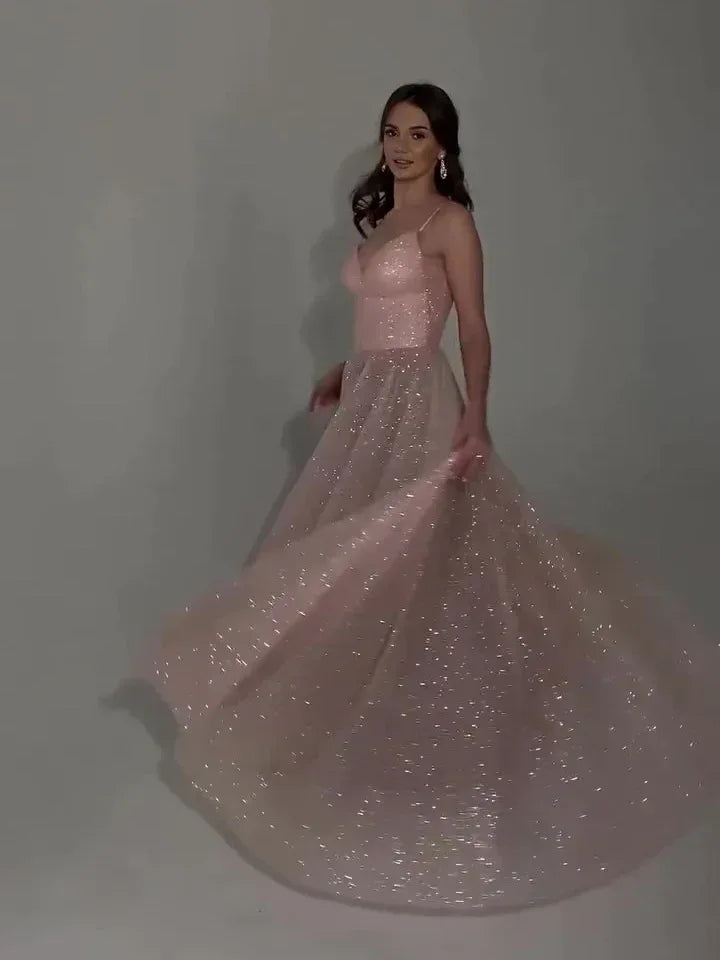 Sequined Backless Evening Dress - Viexta