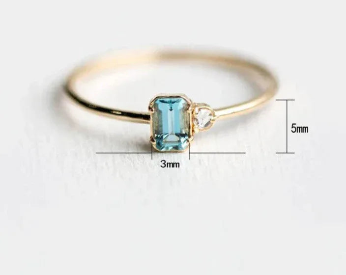 18k gold plated turquoise ring - Viexta