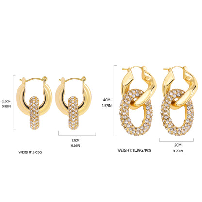 18K Gold Double Ring Plated Diamond Earrings