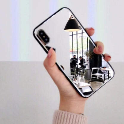 IPhone mirror phone case with self-timer glass case