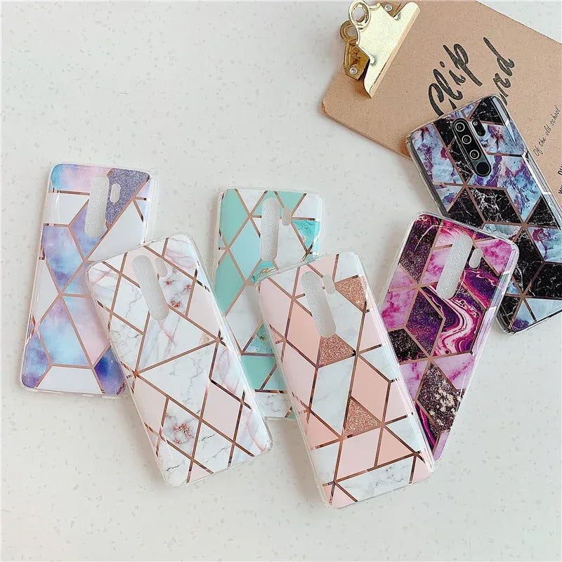 Plating Splice Marble Phone Cases for Samsung Note Series and Redmi - Viexta