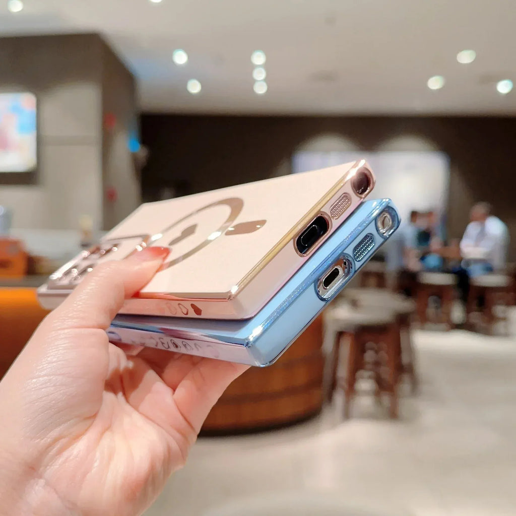 Brushed Magnetic Suction Electroplating Wireless Charger iPhone Cover - Viexta
