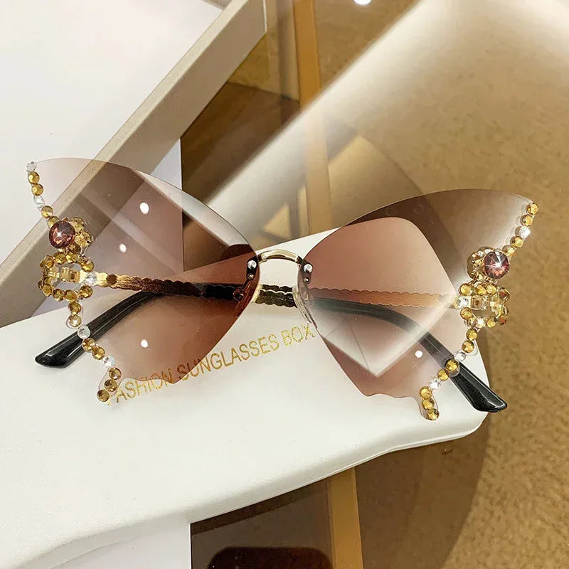 butterfly-shape-diamond-rimless-sunglasses - Viexta