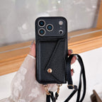 Over-the-shoulder Lanyard Leather iPhone Case - Viexta