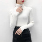 Women's Solid Color Turtleneck Sweater - Viexta
