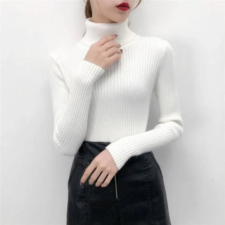 Women's Solid Color Turtleneck Sweater - Viexta