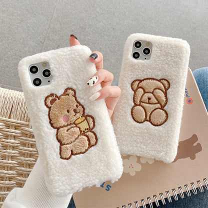 Cute bear velvet iPhone Case