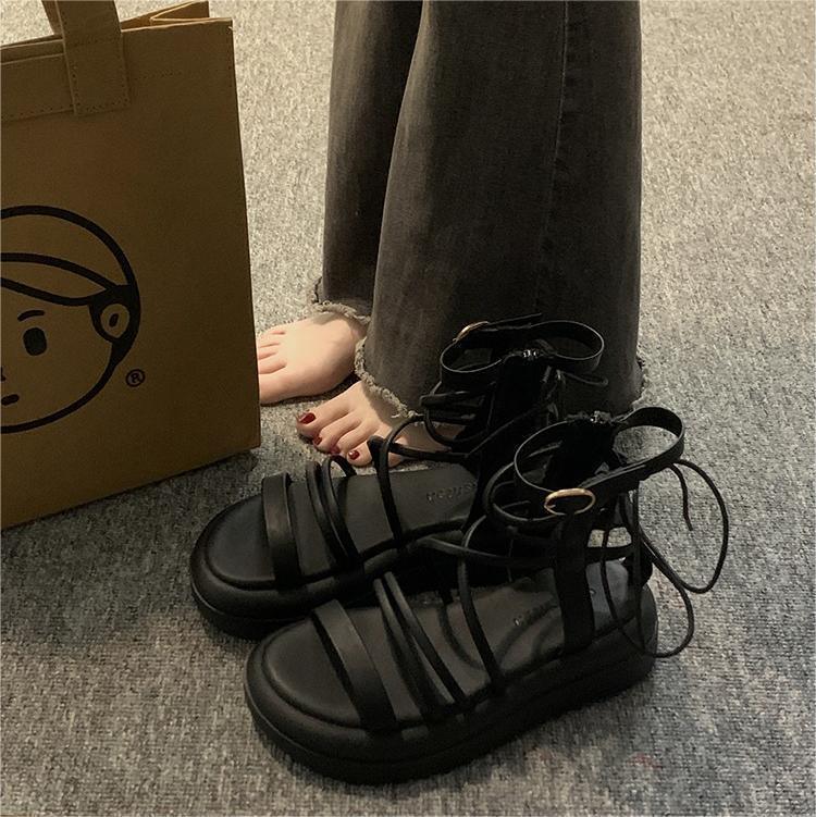 Cross Strap High-top Niche Sandal Boots - Viexta
