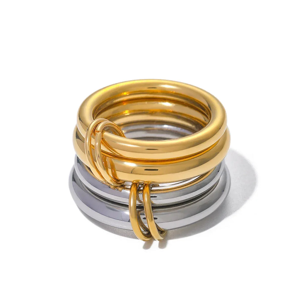 18K Gold Stainless Steel Metal Glossy Two-piece Ring - Viexta