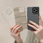 Retro Woven-pattern Leather iPhone Case - Viexta