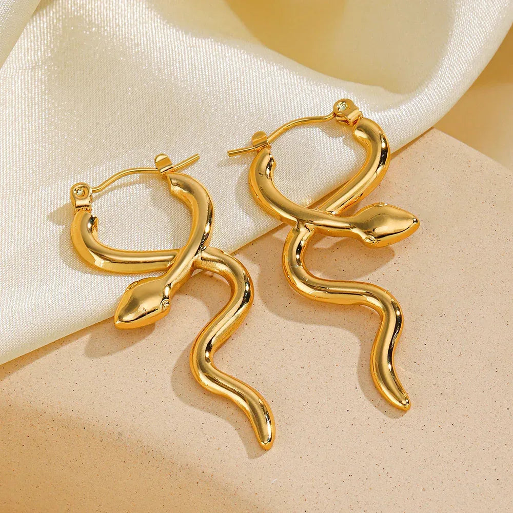 Stainless Steel Snake Earrings - Viexta