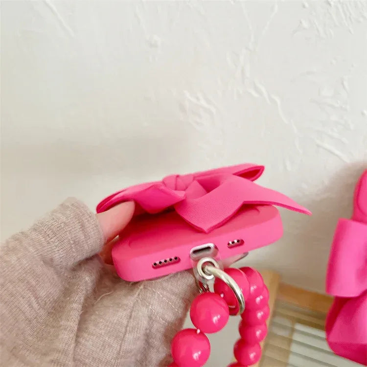 Big Wave Silicone Bow Beads Chain Samsung Case - Viexta