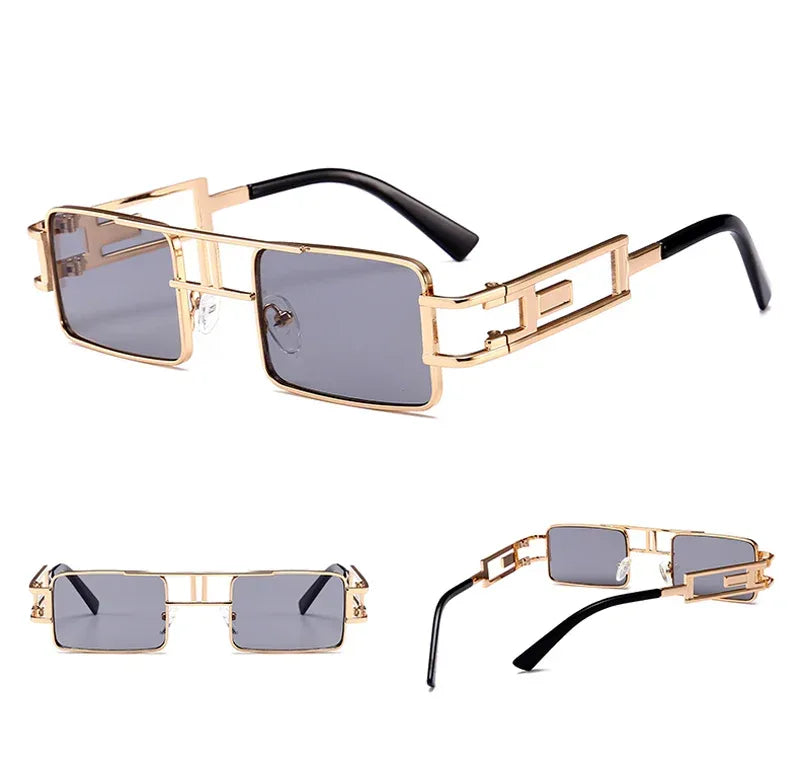 Steampunk men metal frame sun glasses for women - Viexta