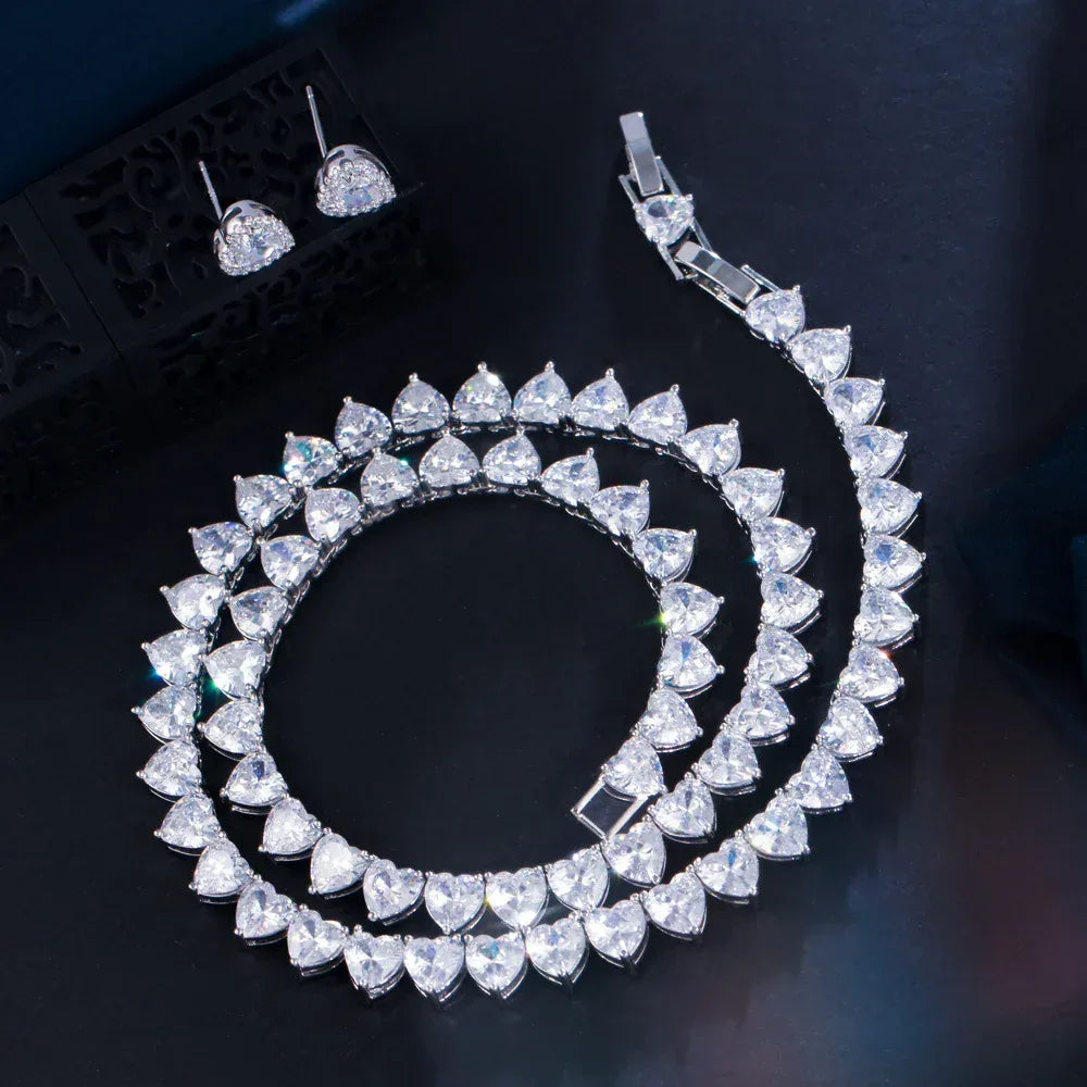 diamond-heart-shaped-zircon-necklace-and-earring - Viexta