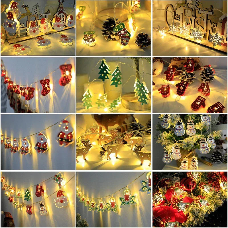 Christmas LED Light String Santa Claus Elk Snowman - Viexta
