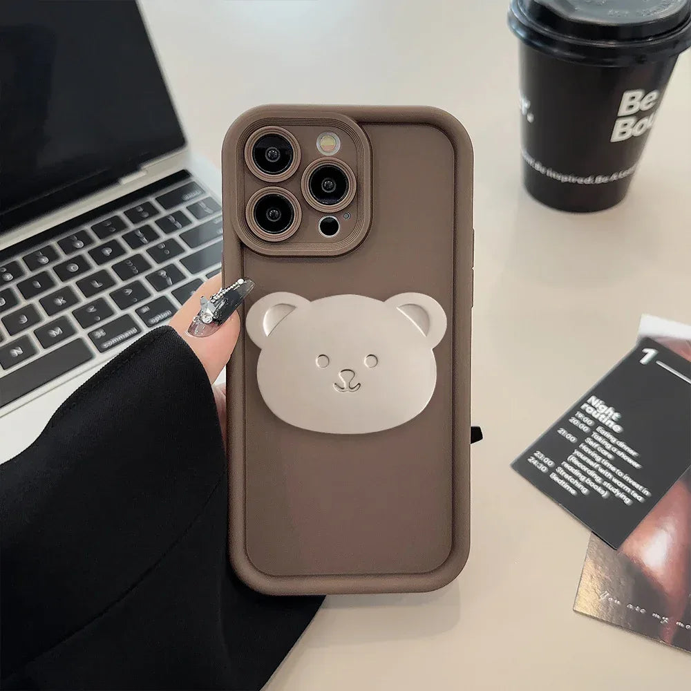 Milk Brown Bear Bracket iPhone Case - Viexta