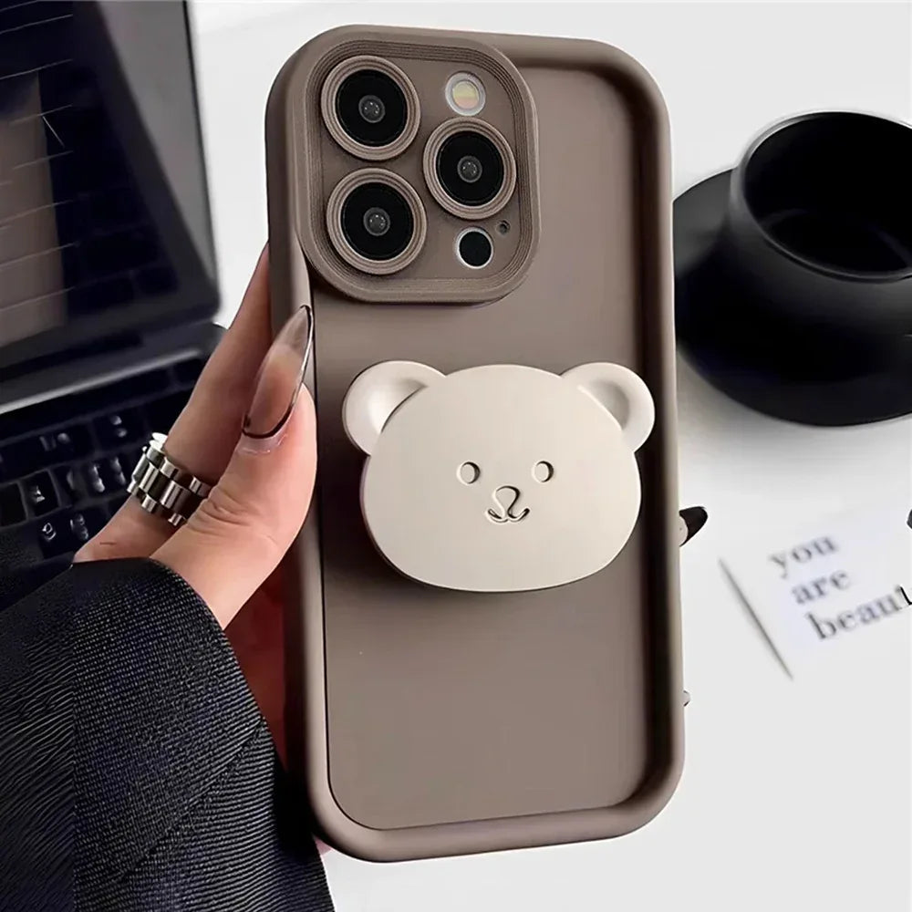 Milk Brown Bear Bracket iPhone Case - Viexta