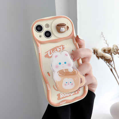 Cartoon Cute Three-dimensional Sliding Window Bear iPhone Case