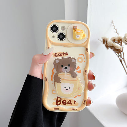 Cartoon Cute Three-dimensional Sliding Window Bear iPhone Case