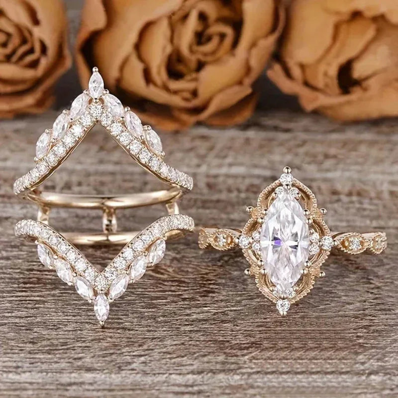 Crown Horse Eye Diamond Ring - Viexta