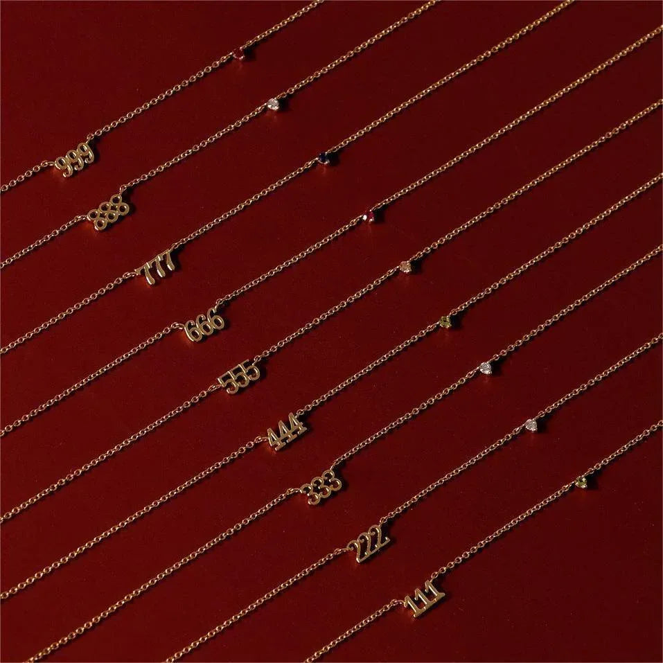 Angel Digit Stainless Steel Three-link Number Pendant Necklace - Viexta