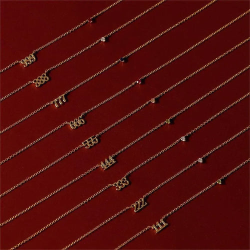 Angel Digit Stainless Steel Three-link Number Pendant Necklace - Viexta