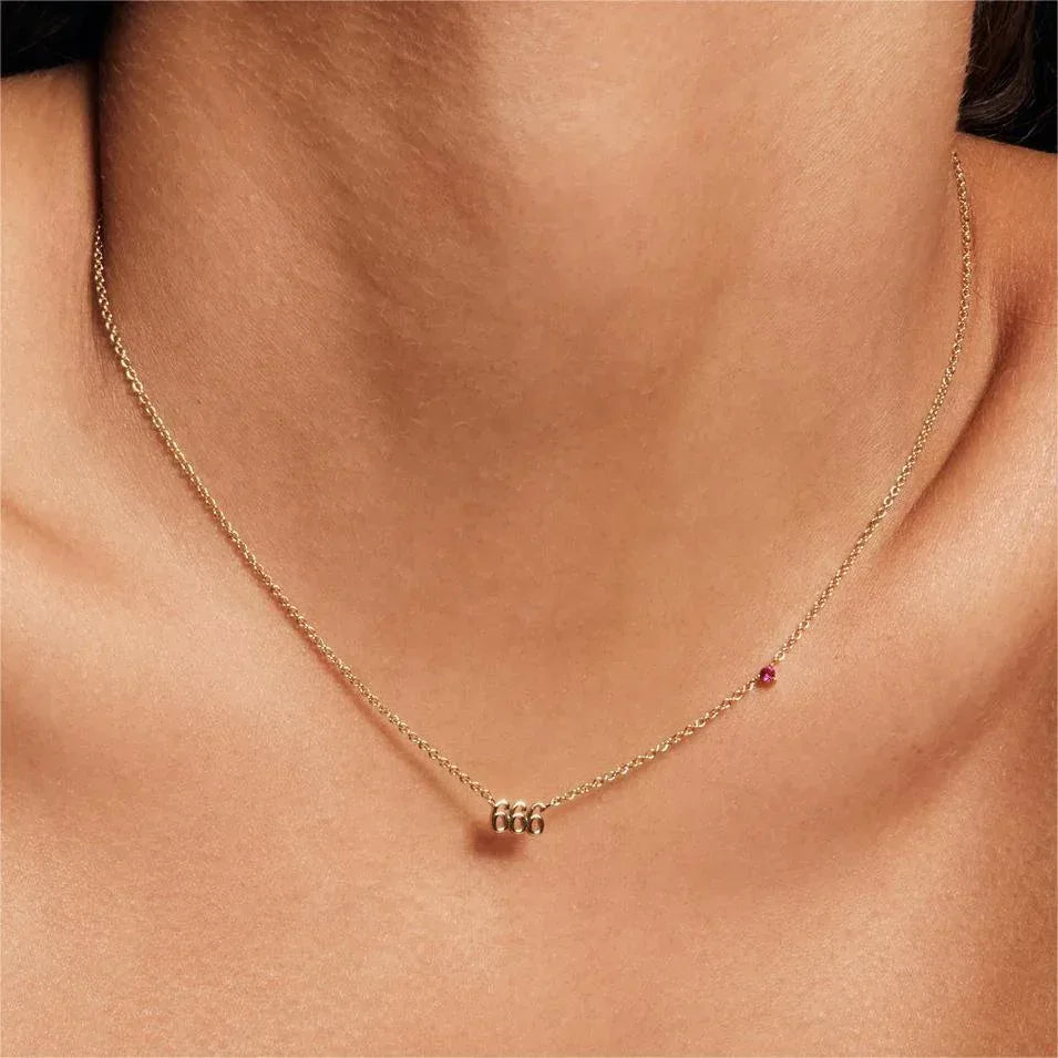 Angel Digit Stainless Steel Three-link Number Pendant Necklace - Viexta