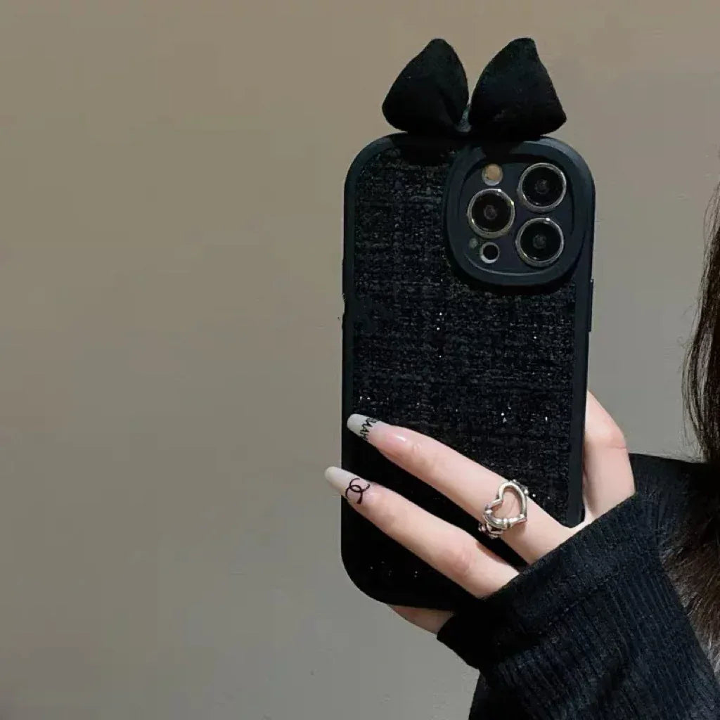 High-grade Black Classic Bow iPhone Case - Viexta