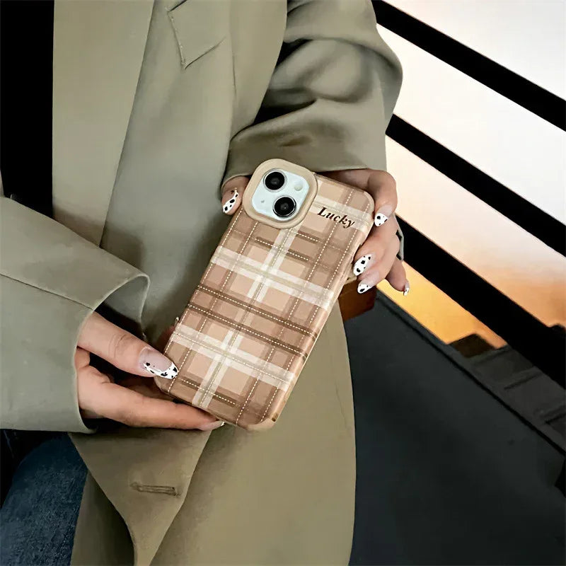 Plaid Letters Luck Phone Case - Viexta