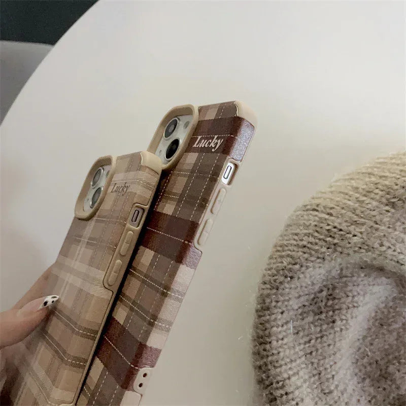Plaid Letters Luck Phone Case - Viexta