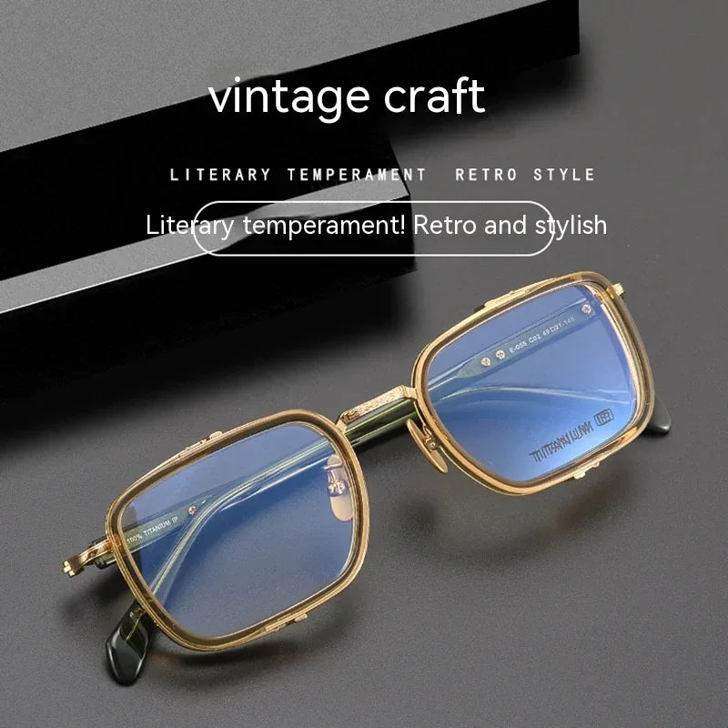 Plate B Titanium Business Retro Craft Glasses - Viexta