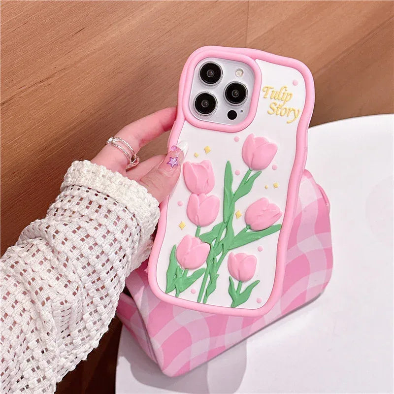 Creative Relief 3D Tulip iPhone Case - Viexta