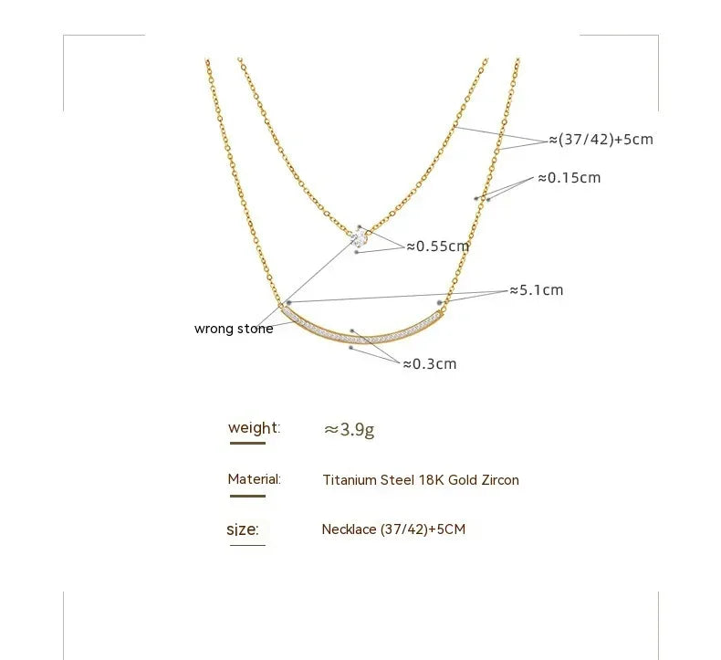 Minimalist Versatile Double-layer Zircon Neckwear - Viexta